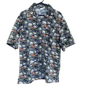 Pidoza‎ Shirt Mens 2XL Elephant Safari Print Short Sleeve Button Up Unique XXL